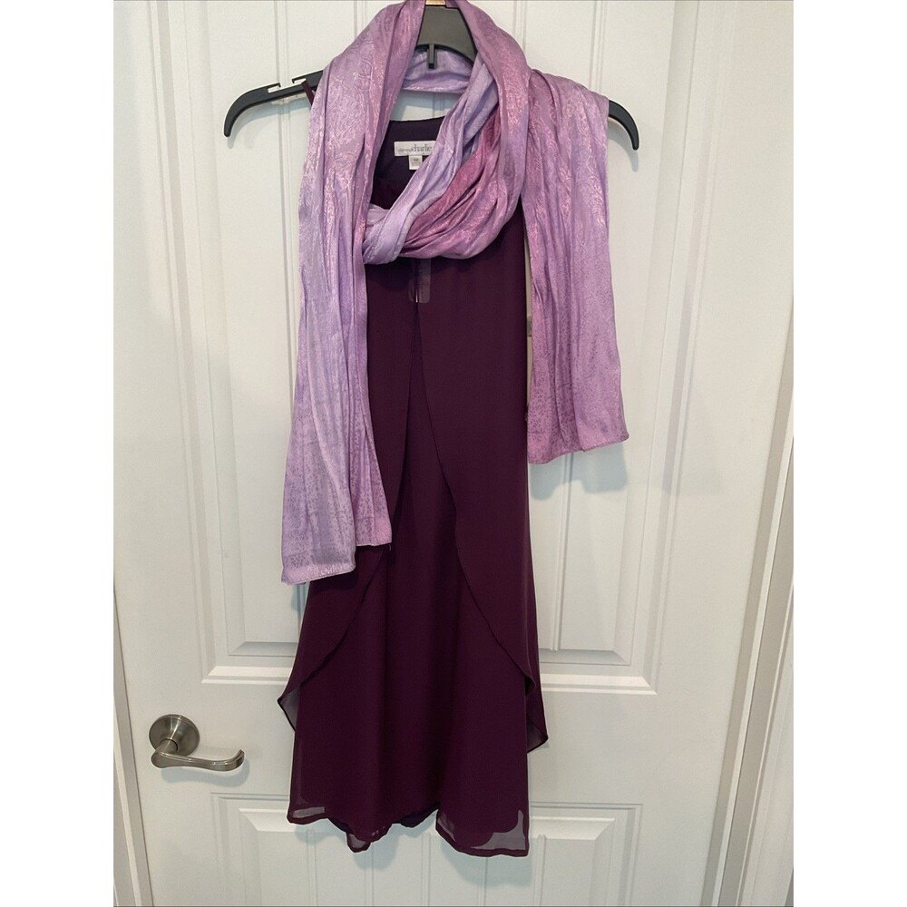 NWT Charming Charlie Plum Sheer Split Layered High Neck Racerback Dress Medium